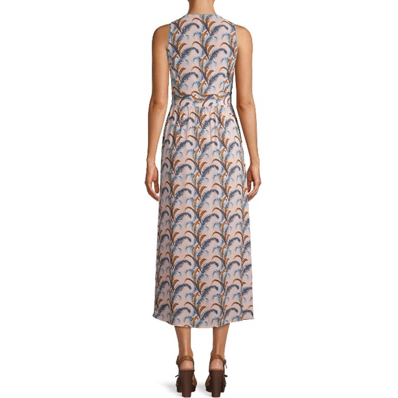 Sui by Anna Sui Falling Feather Print Midi Dress Blush Pink Size Small - Picture 3 of 6